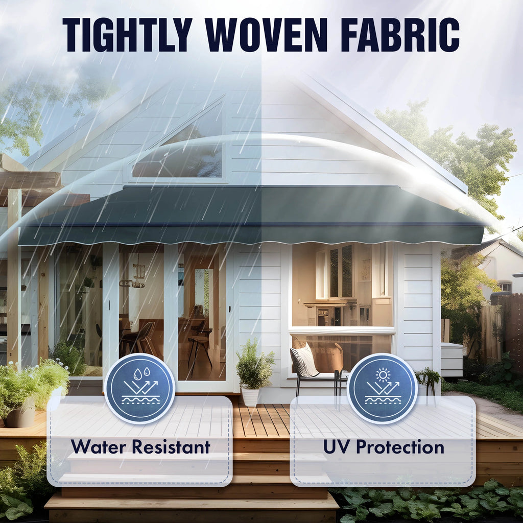 20' x 10' Gray Motorized Retractable Patio Awning with Remote Control M658