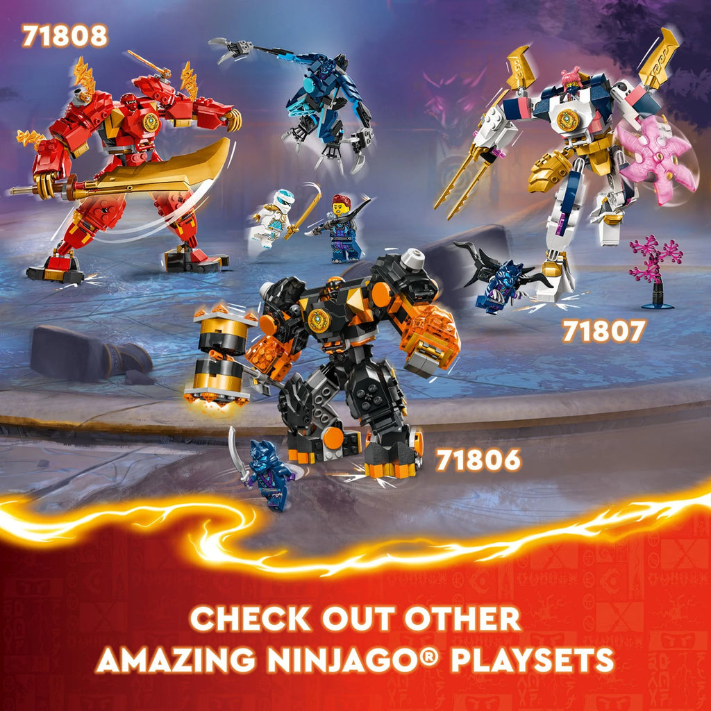LEGO NINJAGO Kai’s Elemental Fire Mech Action Figure, Mini Ninja Toy with Red Ninja Figure plus Kai and Zane Minifigures, Adventure Set for Boys and Girls Ages 7 and Up B64118