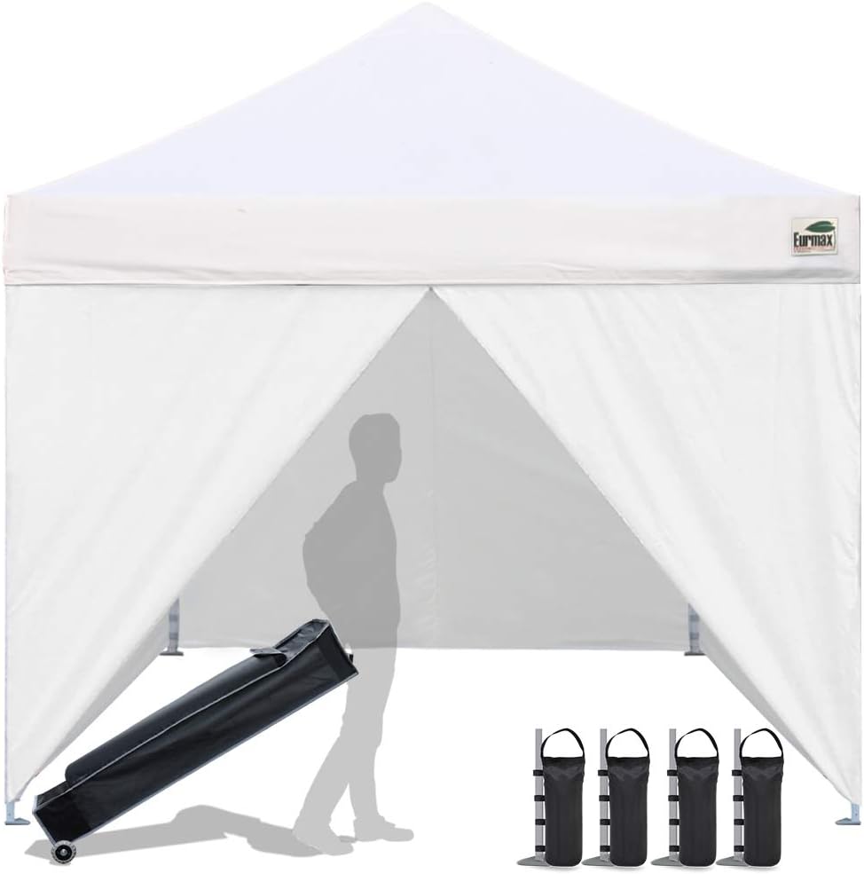 10 x 10 Pop up Canopy Tent with 4 Zippered Sidewalls and Roller Bag U808200