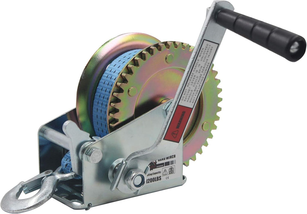 2500lbs Hand Winch with 32ft Blue Strap, Pack of 2 D4842