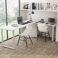 White L-Shaped Corner Computer Desk with Storage File Cabinet F339