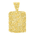 14K Gold Plated Chunky Nugget Rectangular Pendant 24" 4mm Curb Chain Necklace Set R828927