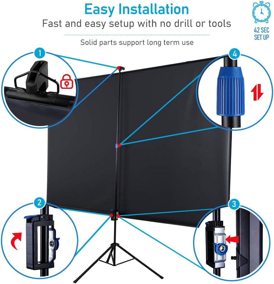100 inch 16:9 Portable Projector Screen with Stand and Carry Bag V4079
