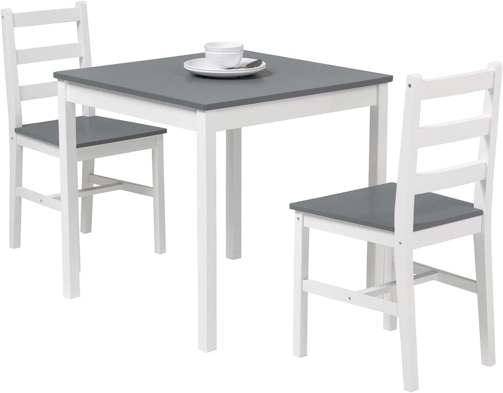 3-Piece Wood Dining Table and Chairs Set, Gray K60372