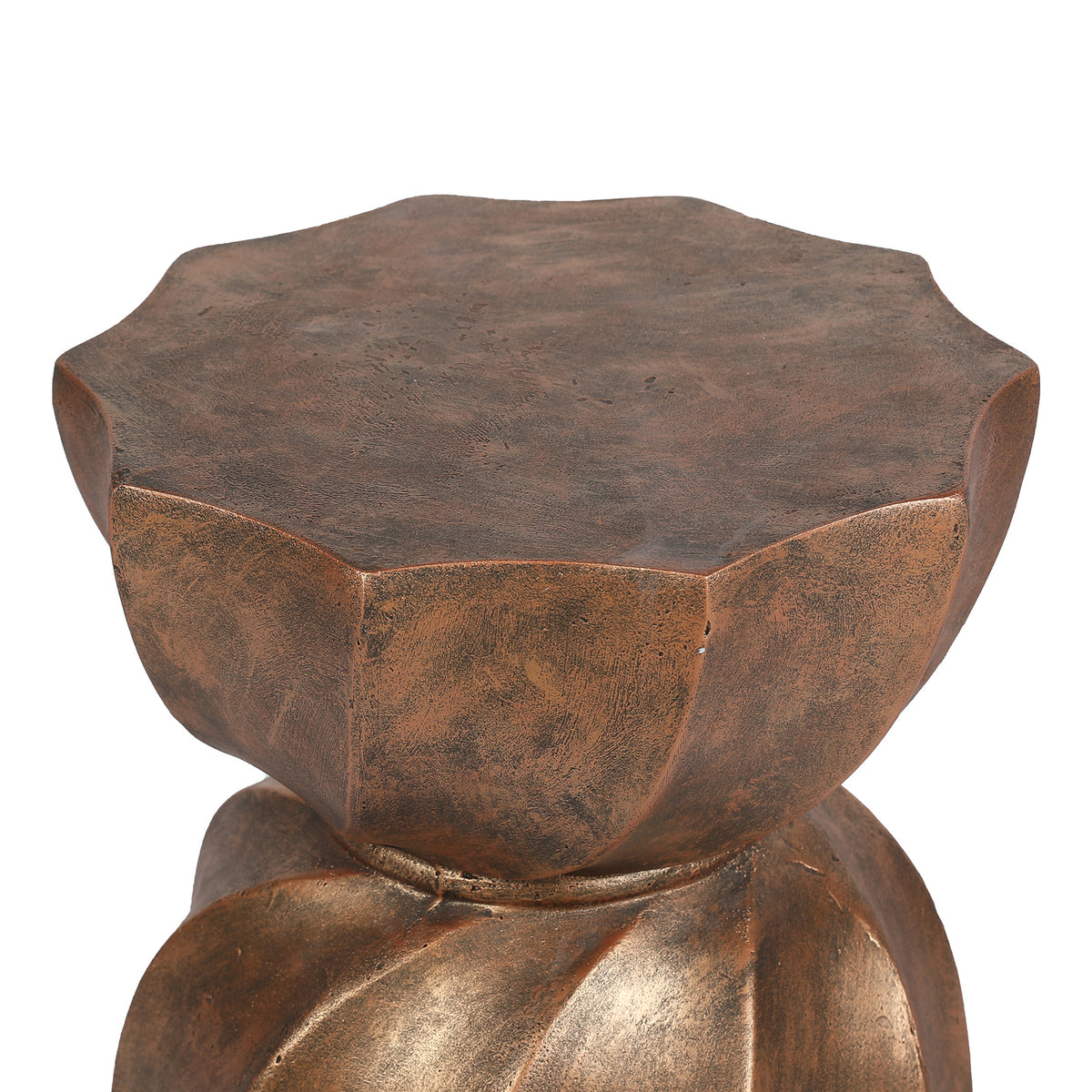 Weathered Copper Cement Stool And Side Table H975