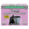 33 Gallon Heavy Duty Black Plastic Trash Bags with Ties 100 Pack O3700