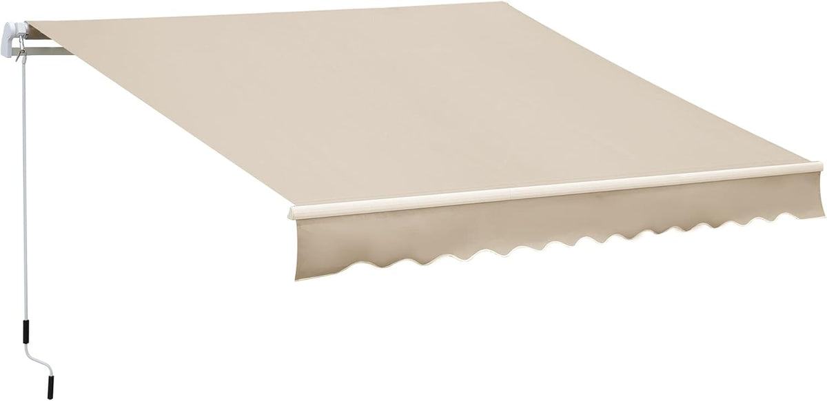 12' x 8' Retractable Patio Awning Canopy with Manual Crank Handle E776904