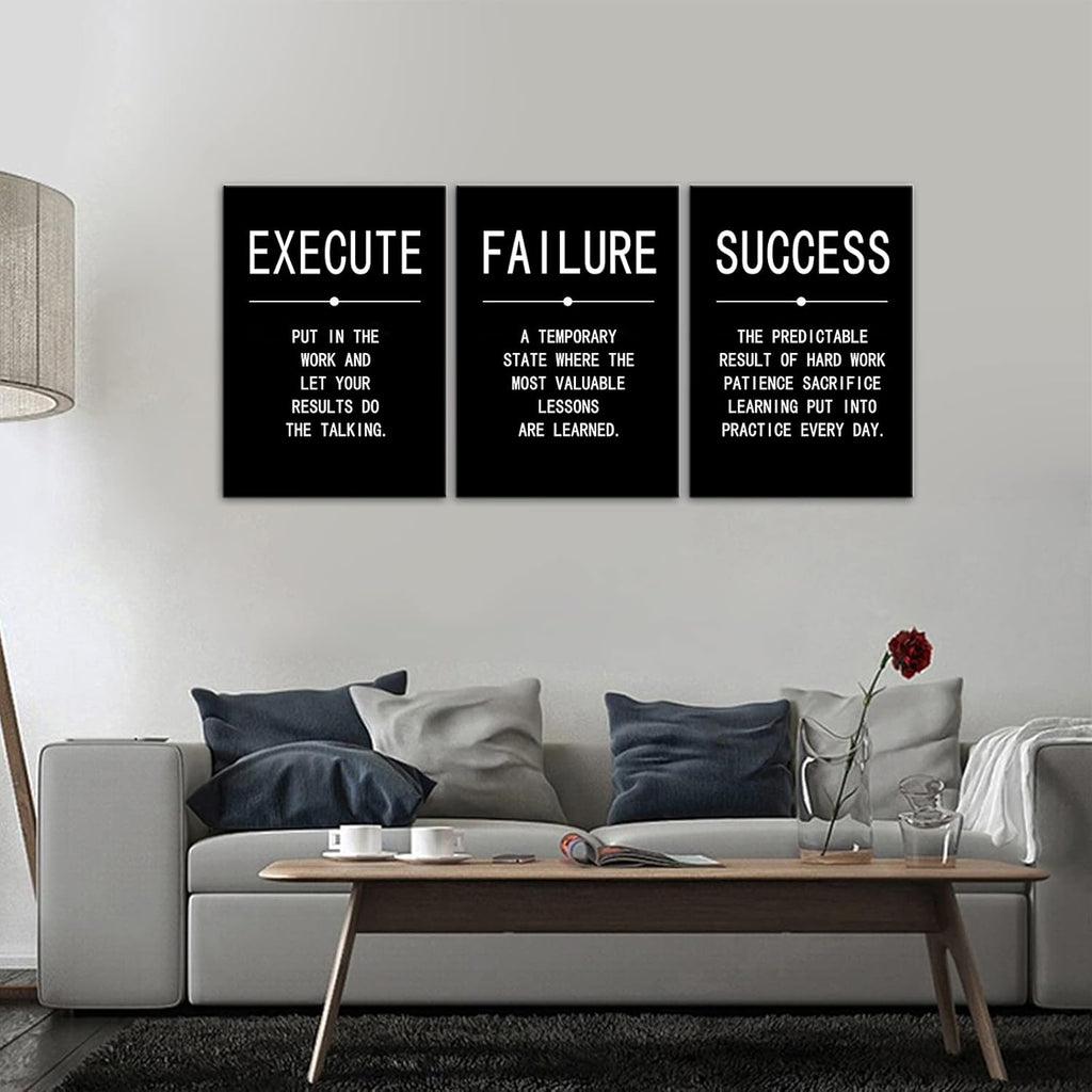 3 Pieces Black Framed Canvas Wall Art R715797