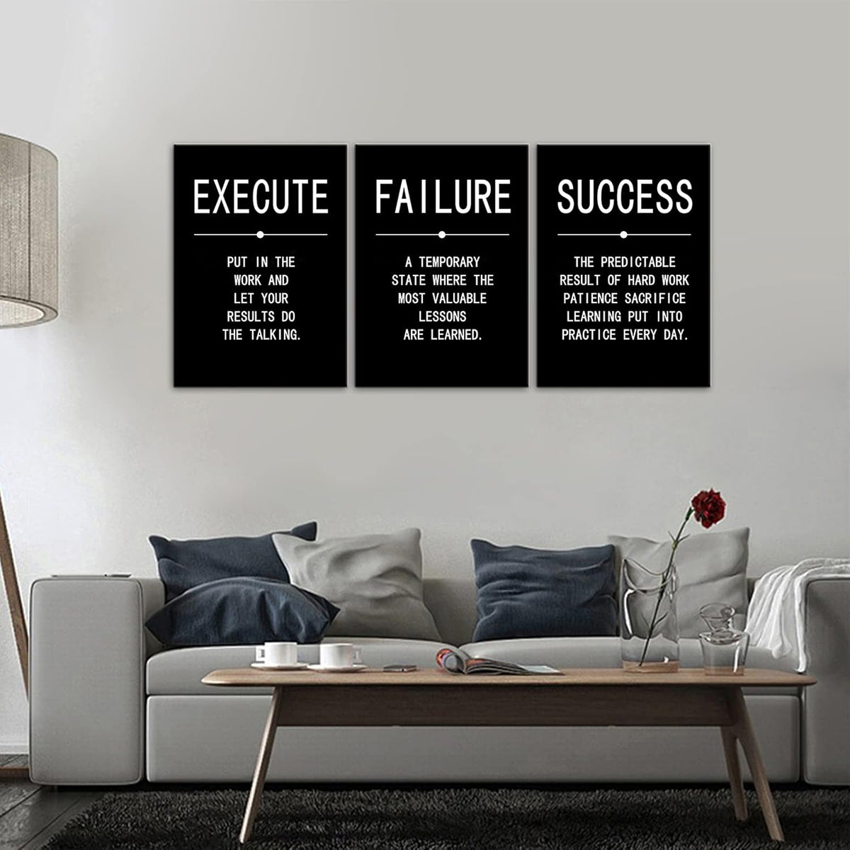 3 Pieces Black Framed Canvas Wall Art R715797