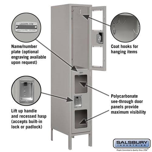 Blue See-Through Metal Locker, Double Tier, 1 Wide, Unassembled K6071