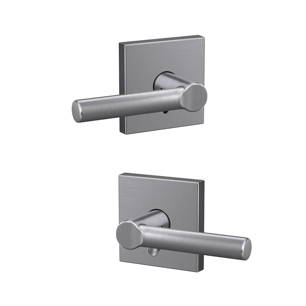 Matte Black Passage and Privacy Lever with Rose R844402