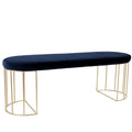 Gold Blue Velvet Dining Entryway Bench M3490