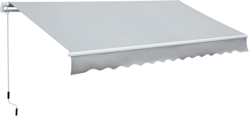 12' x 8' Retractable Patio Awning Canopy with Manual Crank Handle E776904