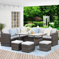 Ivory 7 Piece Outdoor Wicker Sectional Sofa with Ottoman C517