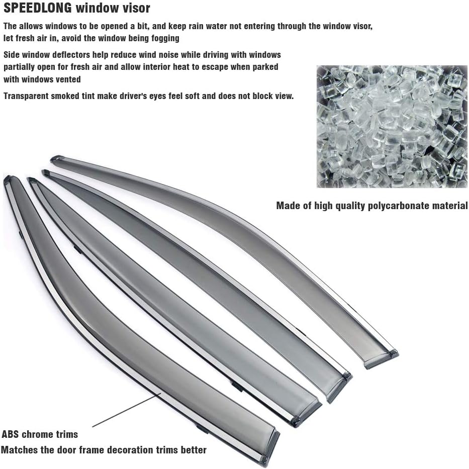 Car Window Visor Vent Shade Deflector Sun/Rain/Fog Guards Pack of 2 A850