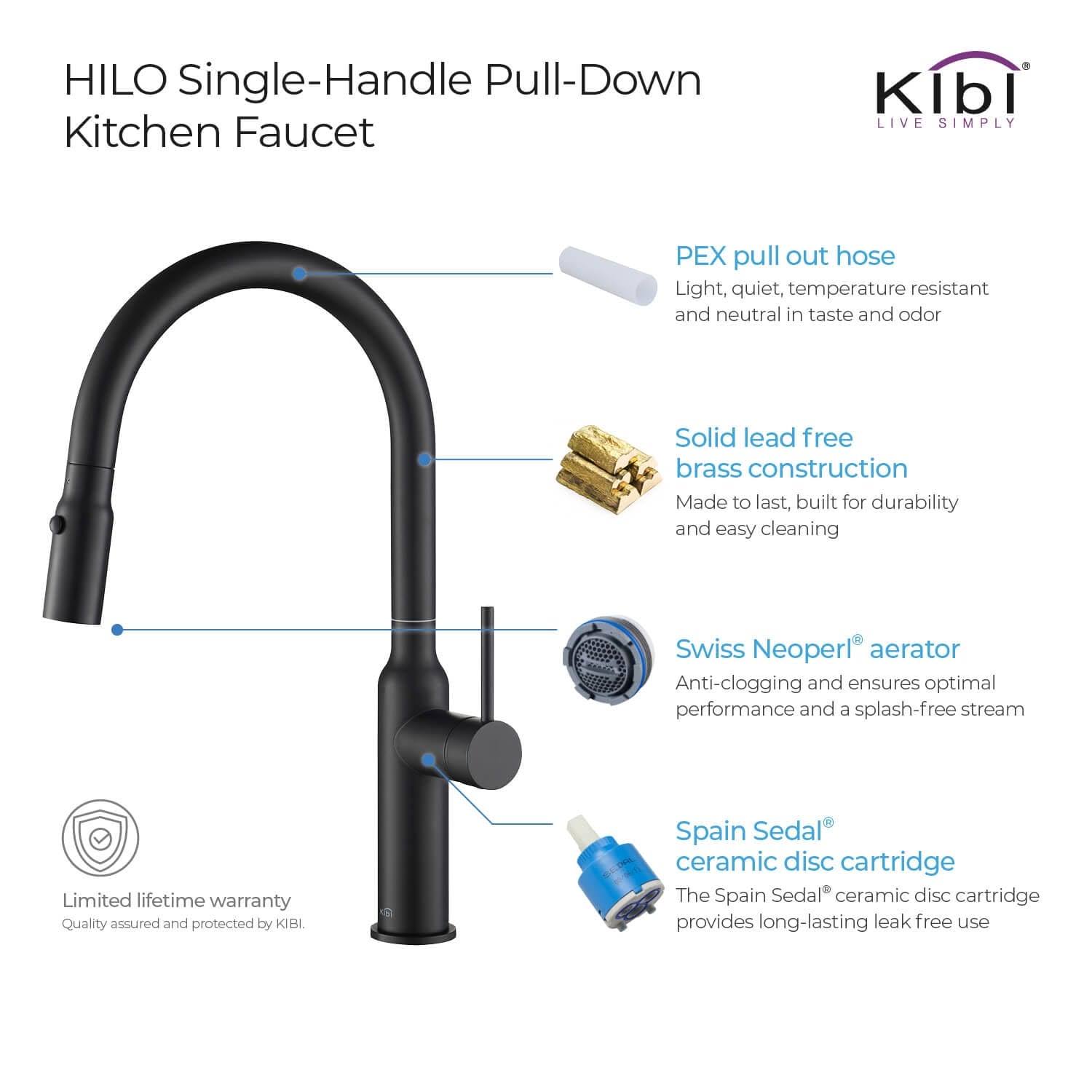Chrome Brass Kitchen Faucet with Sprayer L32813