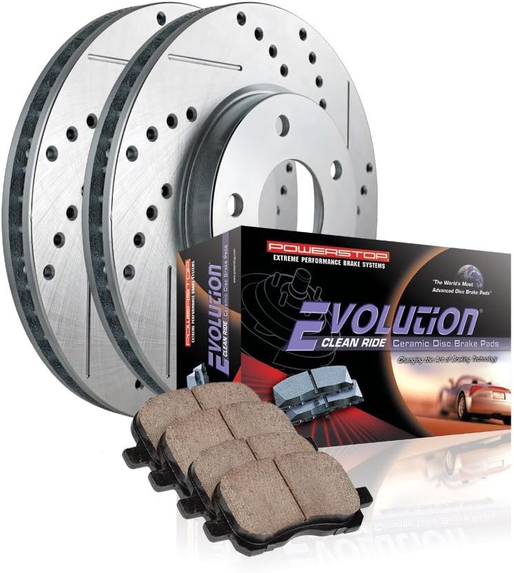 Rear Z23 Carbon Fiber Brake Pads with Drilled & Slotted Brake Rotors Kit V69718