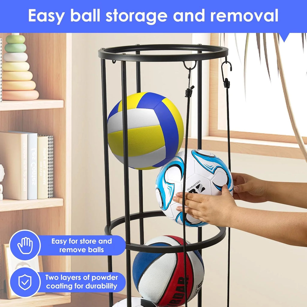 Wall-Mounted Vertical Ball Storage Rack for Basketball, Soccer, Volleyball, Football S95461