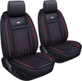5 Car Seat Covers Full Set Waterproof Faux Leather Black&Red J777143