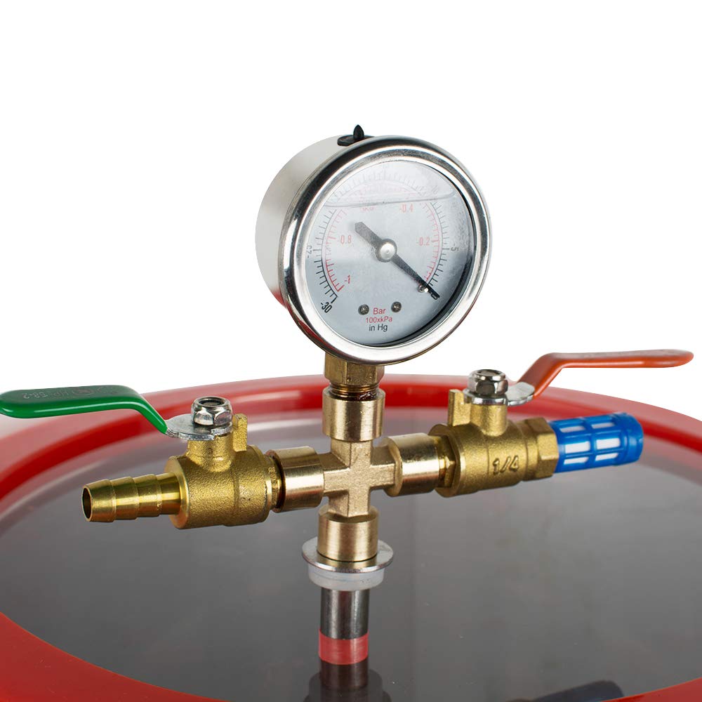 5 Gallon Stainless Steel Vacuum Degassing Chamber Kit with 3 CFM Pump Hose P932505