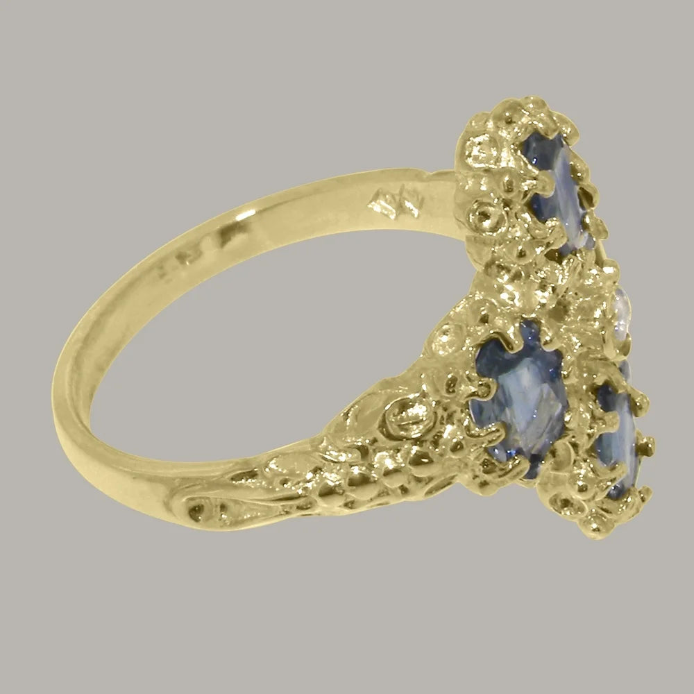 9k Yellow Gold Diamond & Sapphire Statement Ring D589