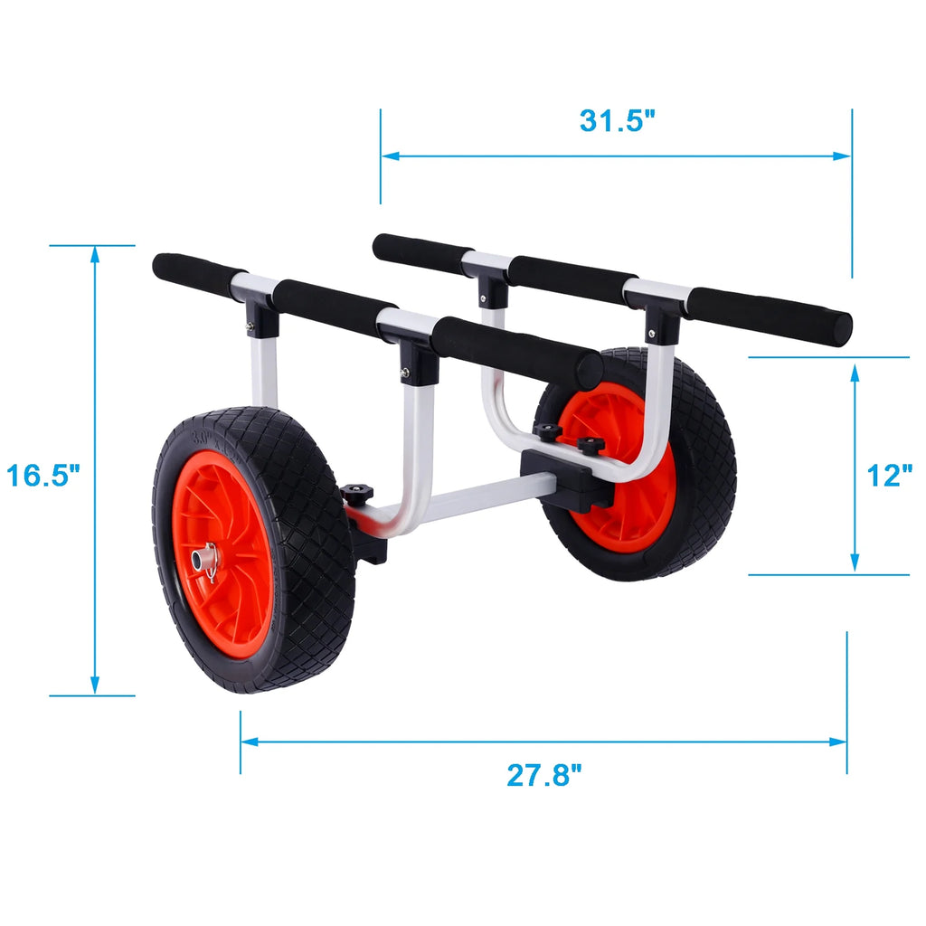 Heavy Duty Kayak Cart with 12inch Flatfree Beach Wheels Boat Dolly Cart Transport Carrier H58845