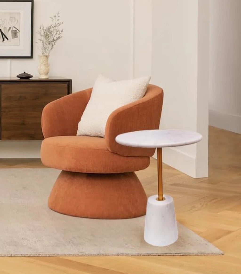 White Round Marble Side Table T615428