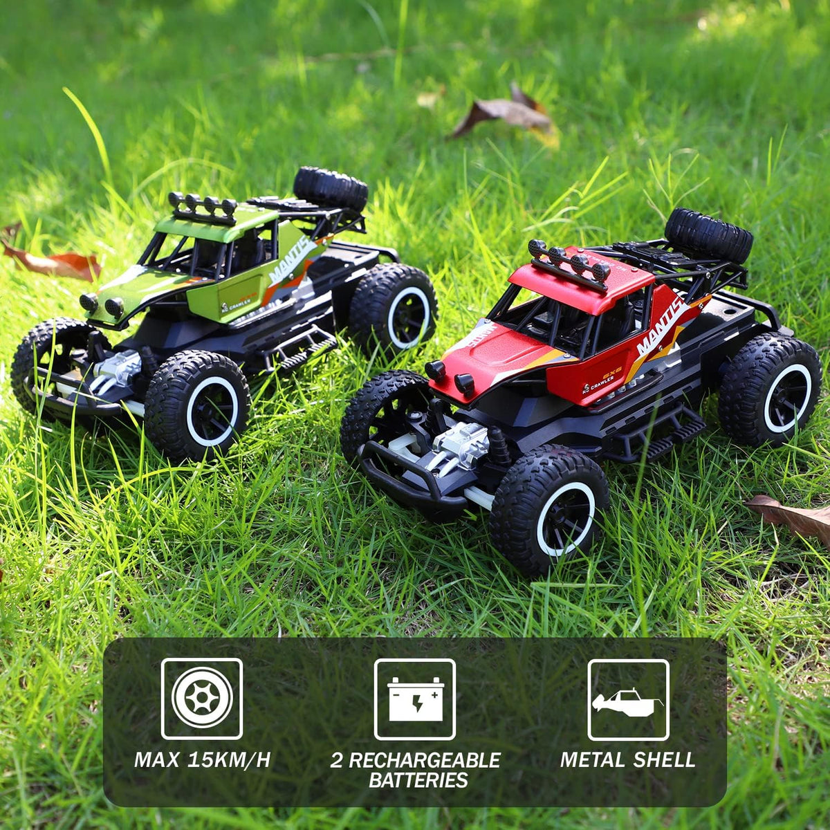 2 PCS Remote Control Off Road Monster Trucks Cars, 1:20 Scale Metal Shell Alloy RC Car, 2.4Ghz X755958