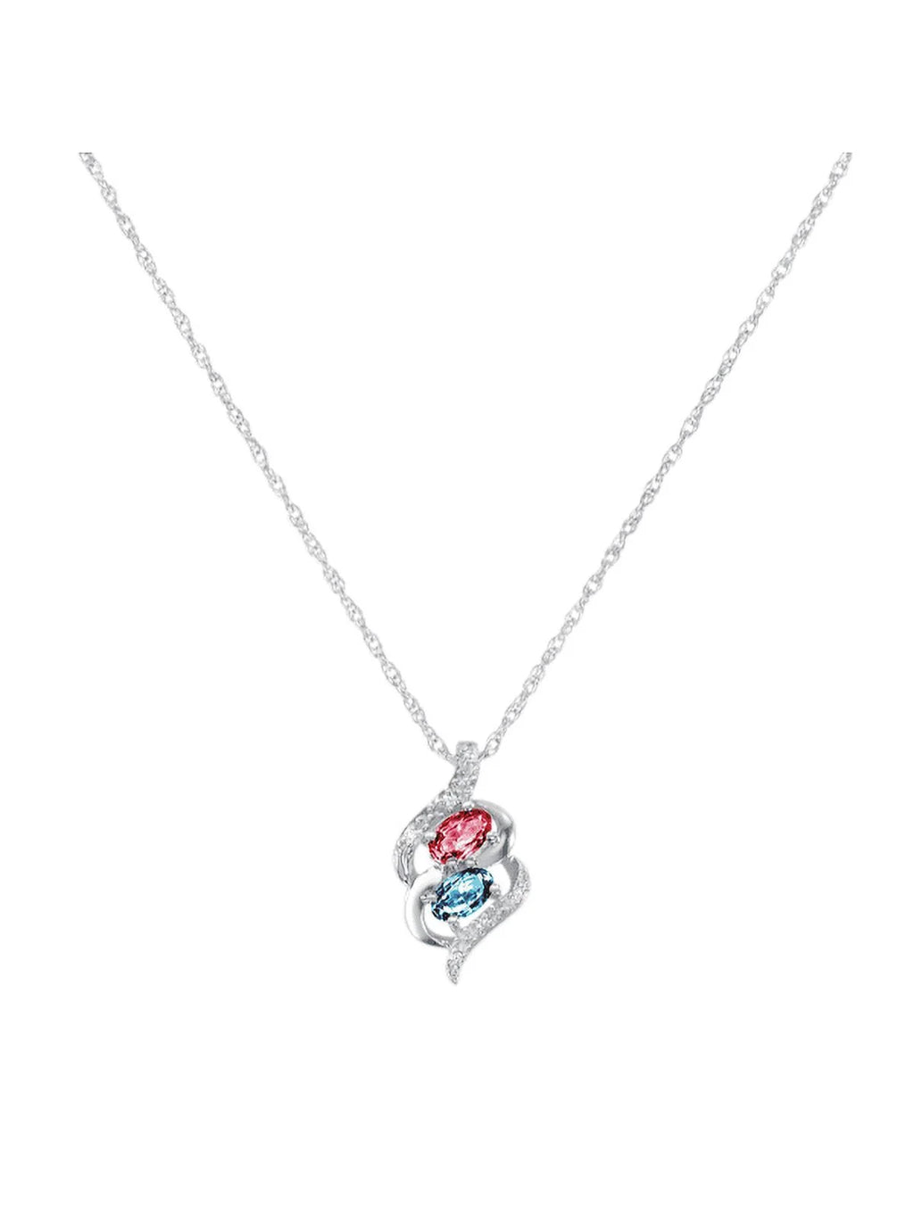 Simulated Birthstone Pendant Necklace in Sterling Silver J71562