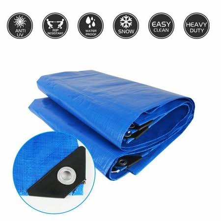 Waterproof Camping Tarp Shelter with Grommets Blue H13369