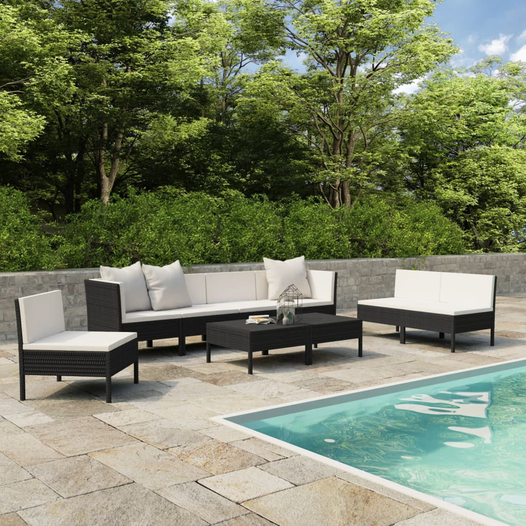 9 Piece Patio Lounge Set with Cushions Poly Rattan Outdoor Sectional Sofa Set C654
