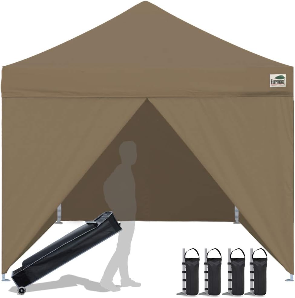 10 x 10 Pop up Canopy Tent with 4 Zippered Sidewalls and Roller Bag U808200