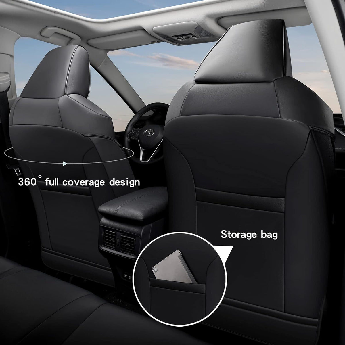 Grey Pu Leather Car Seat Covers Full Set for Toyota RAV4 X7487