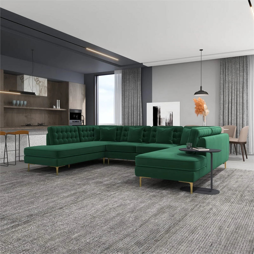 Green Velvet Corner Sectional Couch H5829