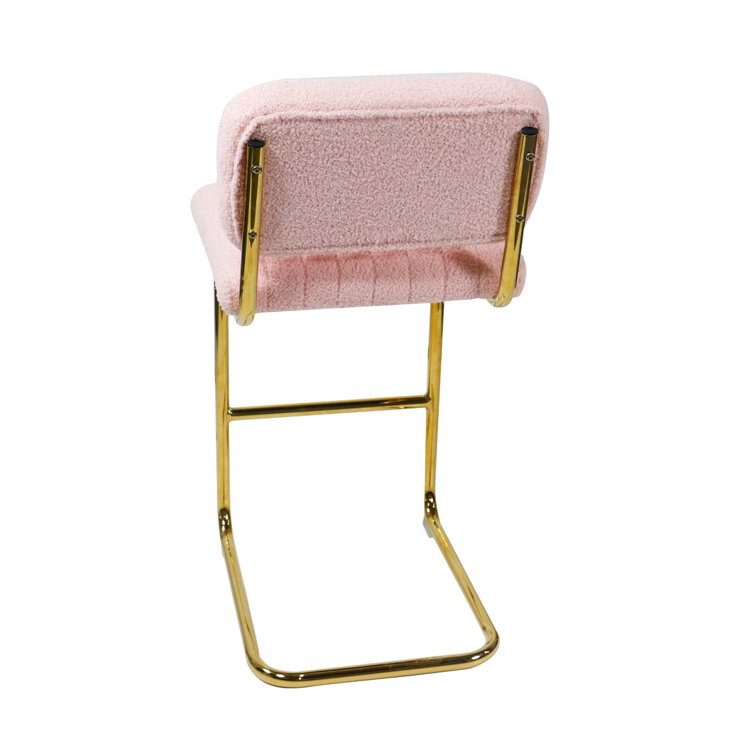 Pink Boucle Fabric Counter Height Bar Stools Set of 2 X4557