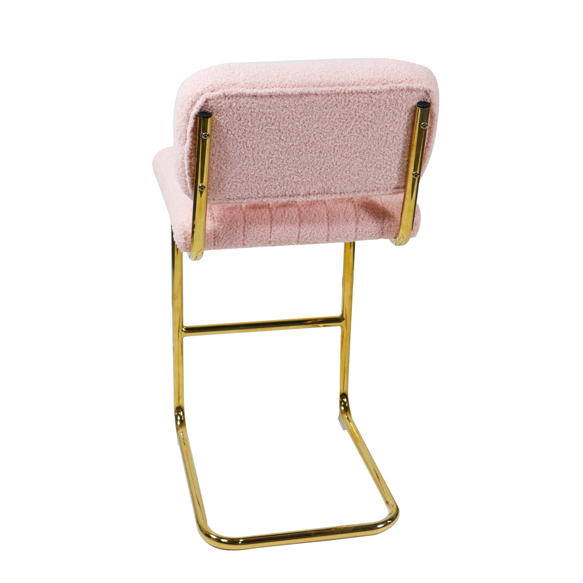Pink Boucle Fabric Counter Height Bar Stools Set of 2 X4557