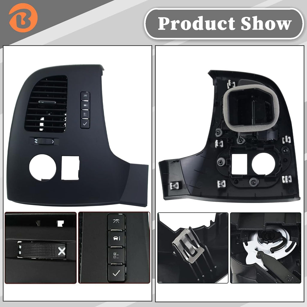 Driver Information Center Control Panel Air Vent Compatible with Chevy Suburban Tahoe Silverado GMC Sierra Yukon XL 1500 2500 3500 HD 2007-2013 Pack of 2 L756