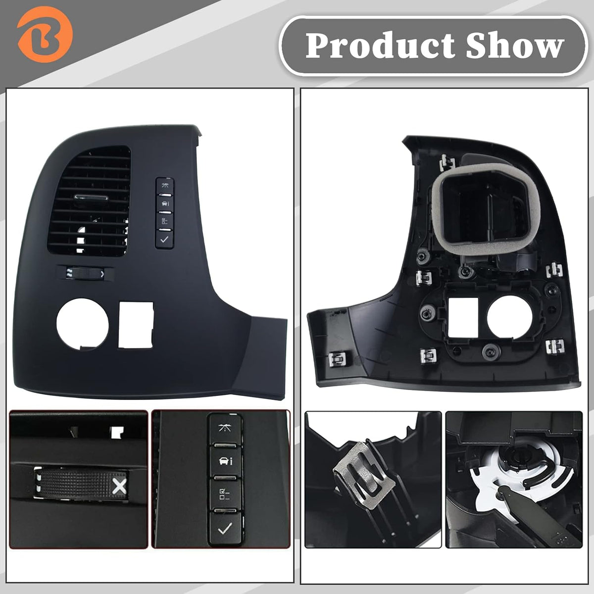 Driver Information Center Control Panel Air Vent Compatible with Chevy Suburban Tahoe Silverado GMC Sierra Yukon XL 1500 2500 3500 HD 2007-2013 Pack of 2 L756