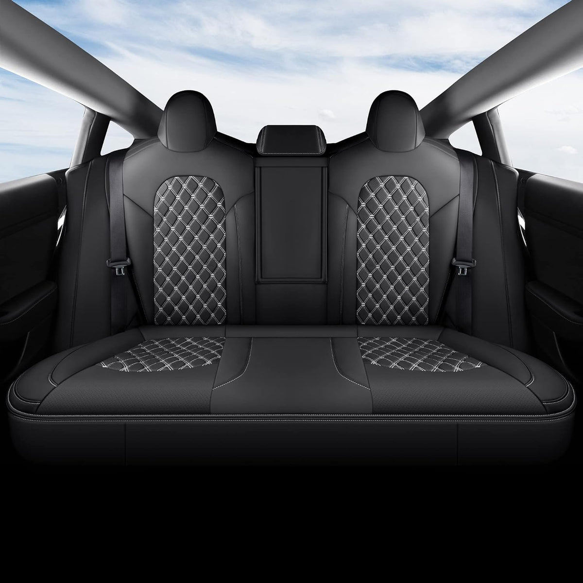 Black Pu Leather Car Seat Covers for Tesla Model Y I627868