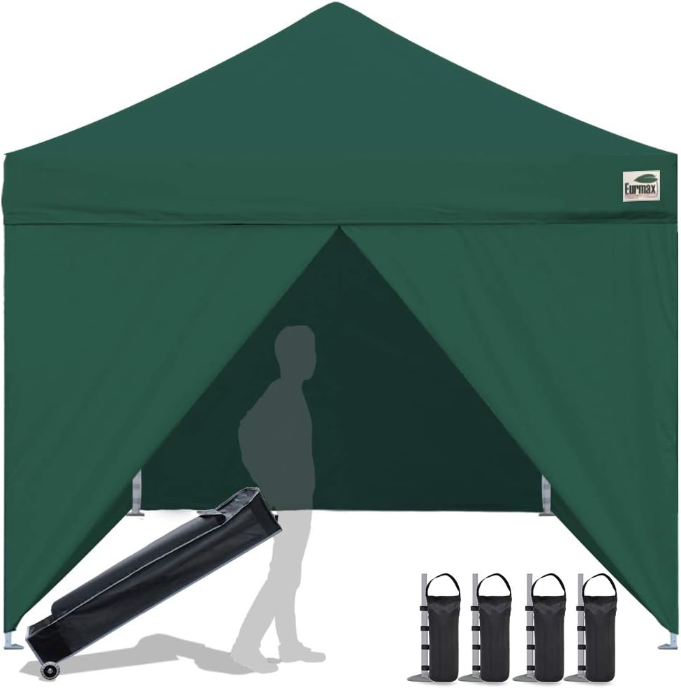 10 x 10 Pop up Canopy Tent with 4 Zippered Sidewalls and Roller Bag U808200
