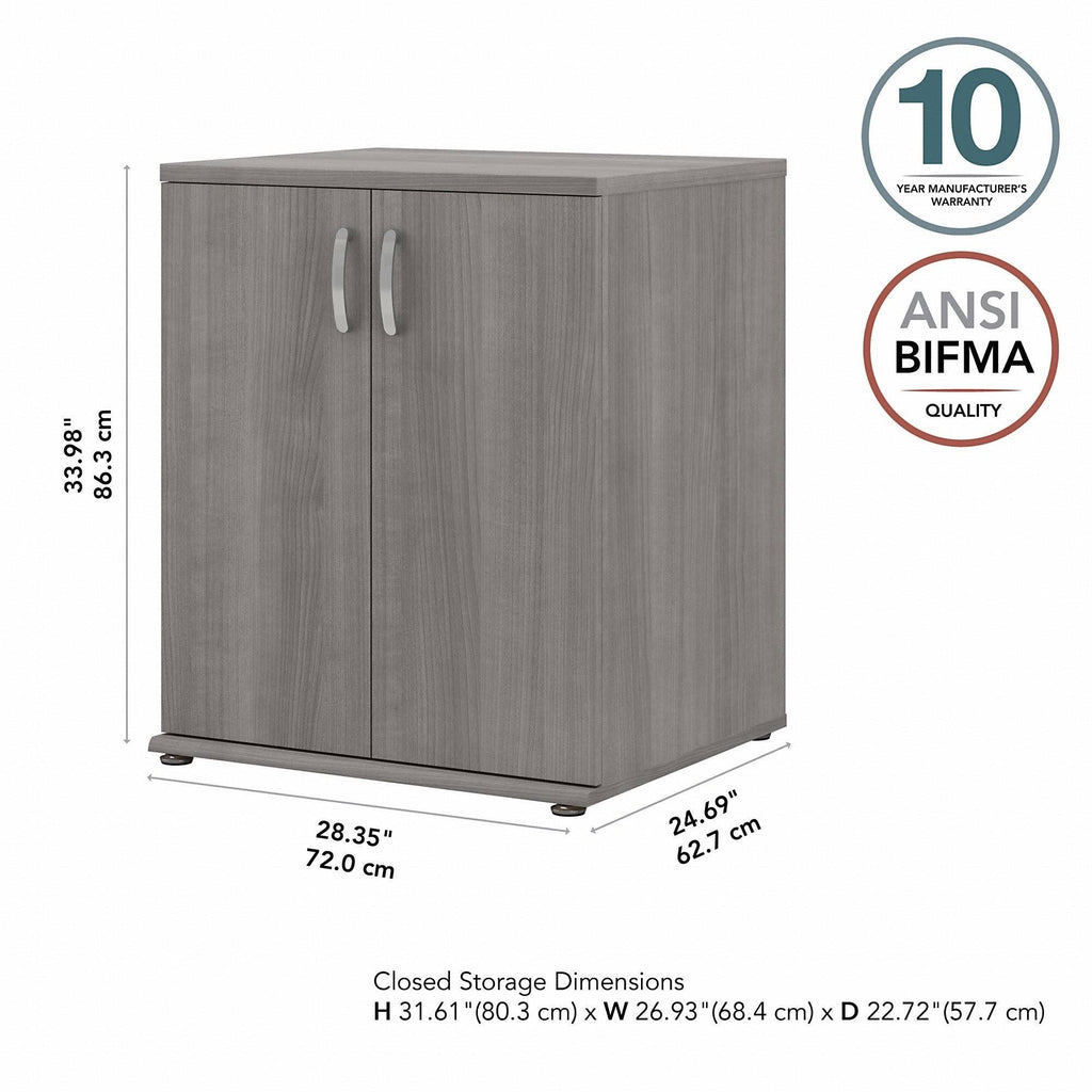 Storm Gray Floor Storage Cabinet with Doors and Shelves K62222