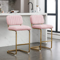 Pink Boucle Fabric Counter Height Bar Stools Set of 2 X4557