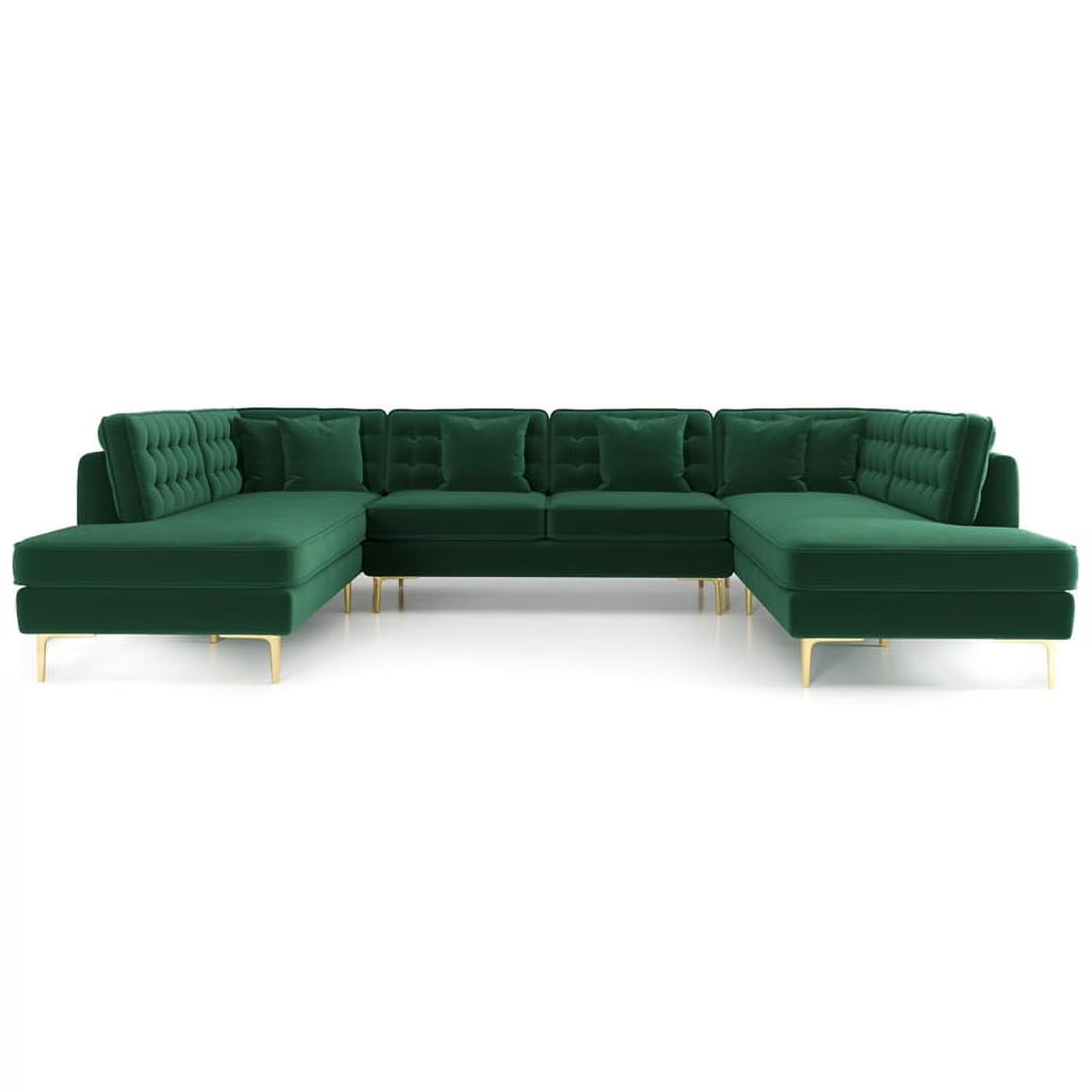 Green Velvet Corner Sectional Couch H5829