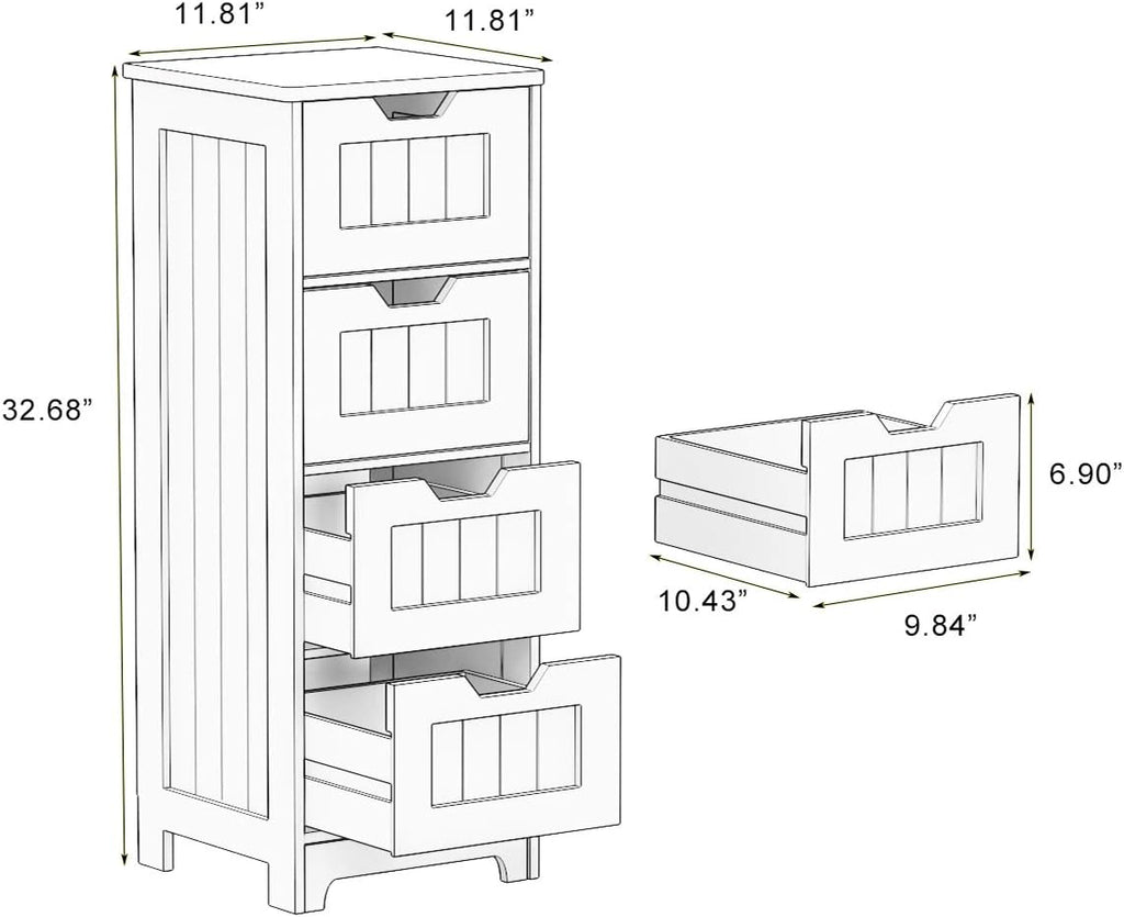 White Freestanding Storage Cabinet with 4 Drawers H21231