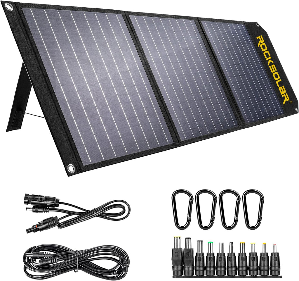 60 Watt Foldable Monocrystalline Solar Panel Kit with 12V DC/USB/USB C PD Outlets Z3784