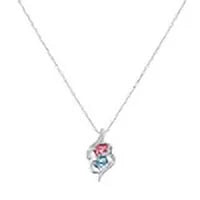 Simulated Birthstone Pendant Necklace in Sterling Silver J71562
