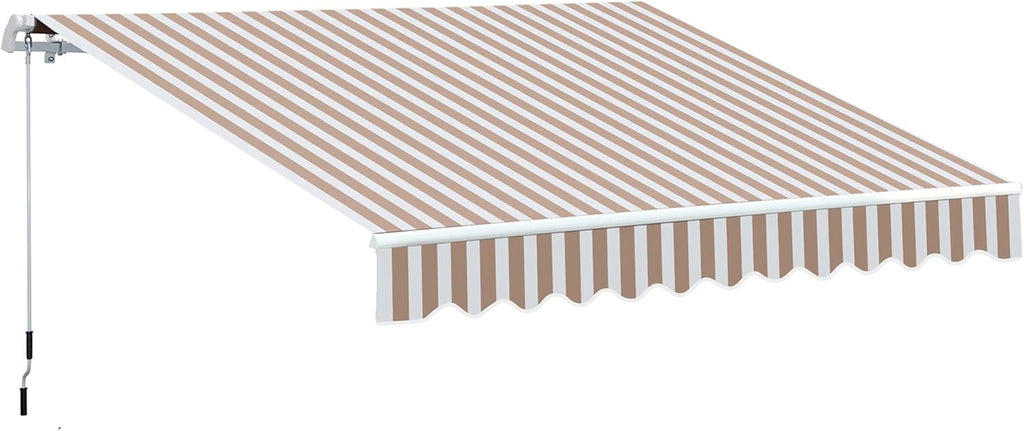 12' x 8' Retractable Patio Awning Canopy with Manual Crank Handle E776904
