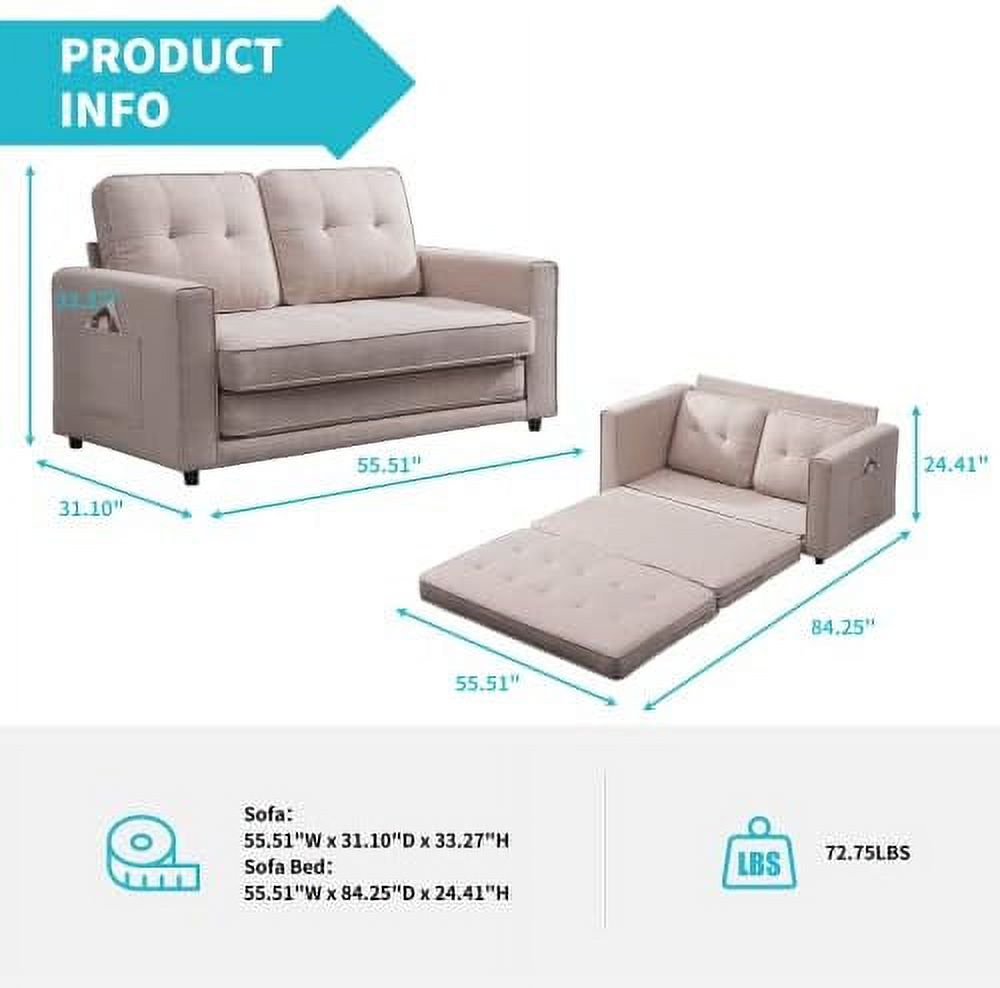 Light Grey Linen 2 in 1 Folding Sofa Bed F423