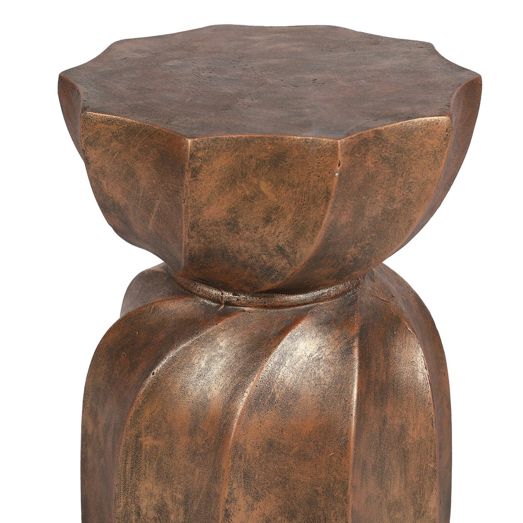 Weathered Copper Cement Stool And Side Table H975