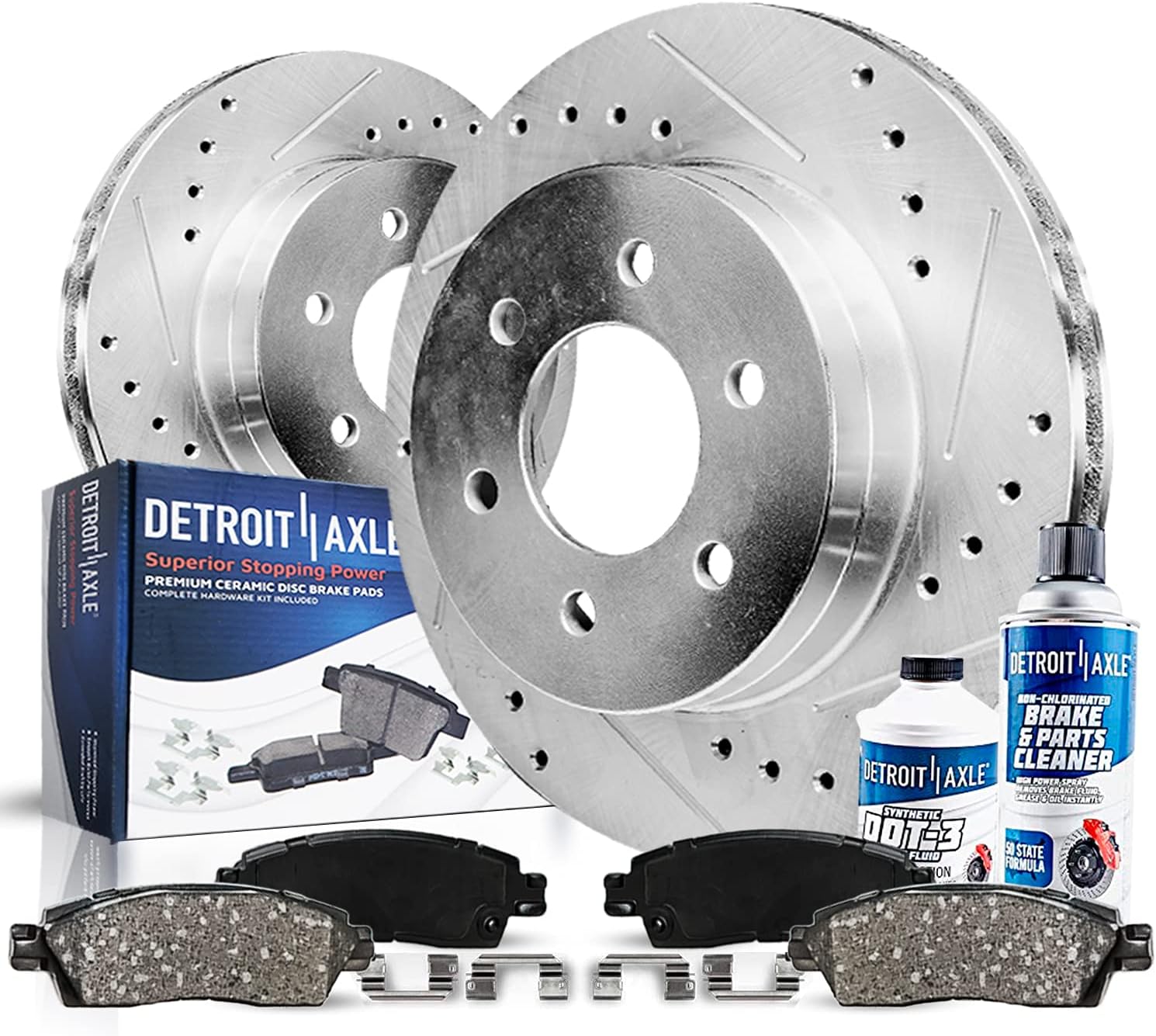 6 Lug Front Drilled Slotted Disc Rotors Ceramic Brake Pads 6pc Set K452800
